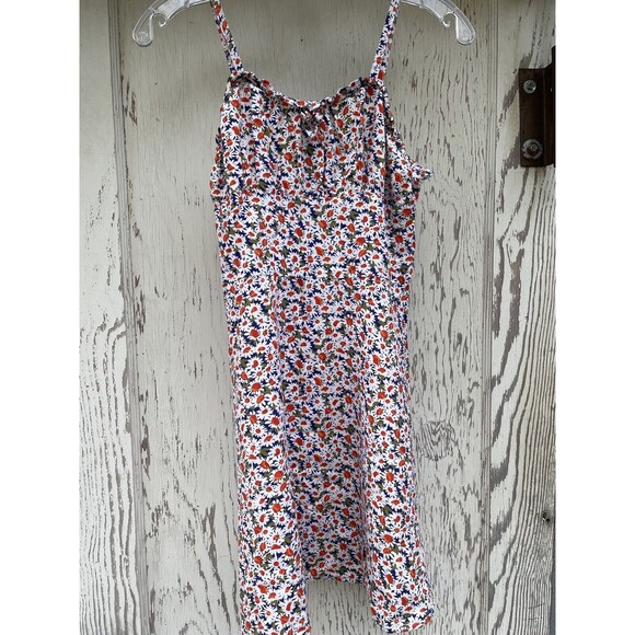 Treasure & Bond Skater Mini Dress Girl’s 14 White Red Floral Spaghetti Strap - Picture 5 of 11